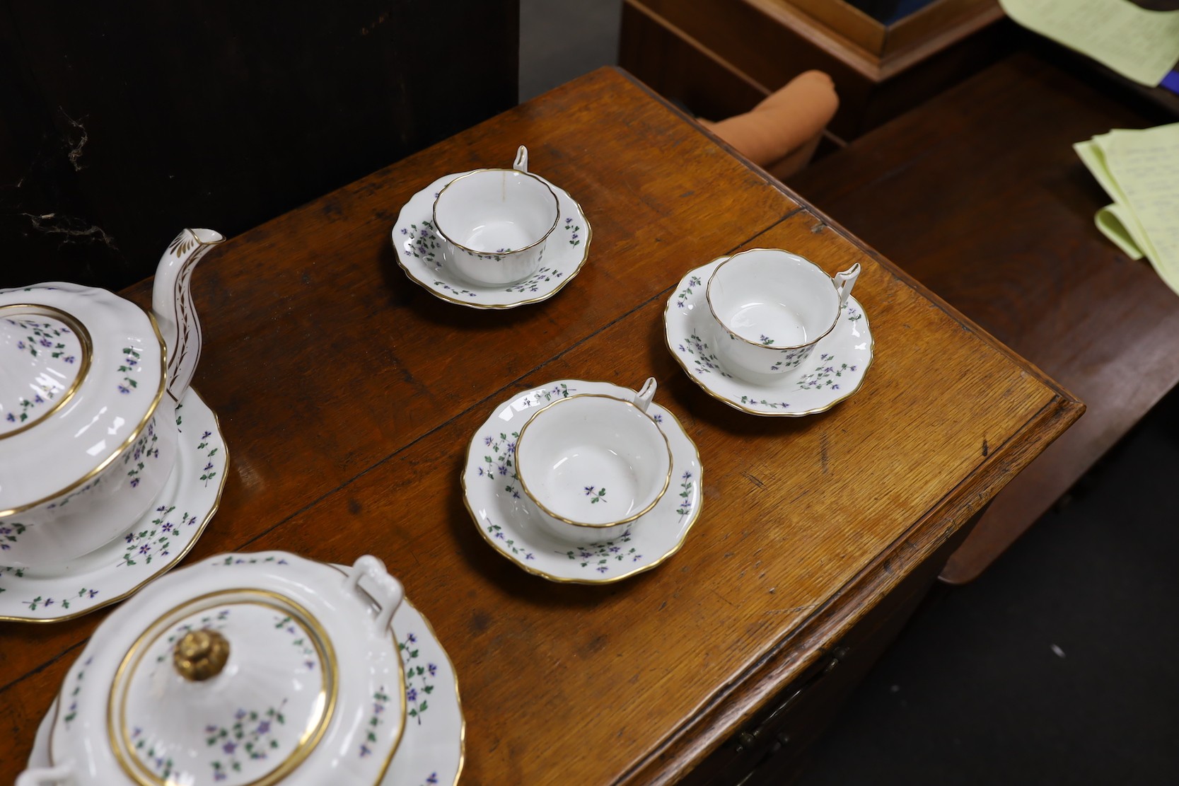 A 19th century Paris porcelain 'Chantilly Flowers' part tea and coffee set